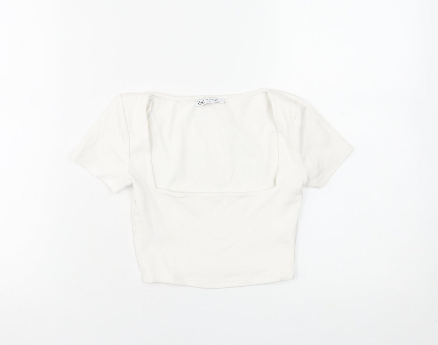Womens UK Size S Zara White Cropped T-Shirt