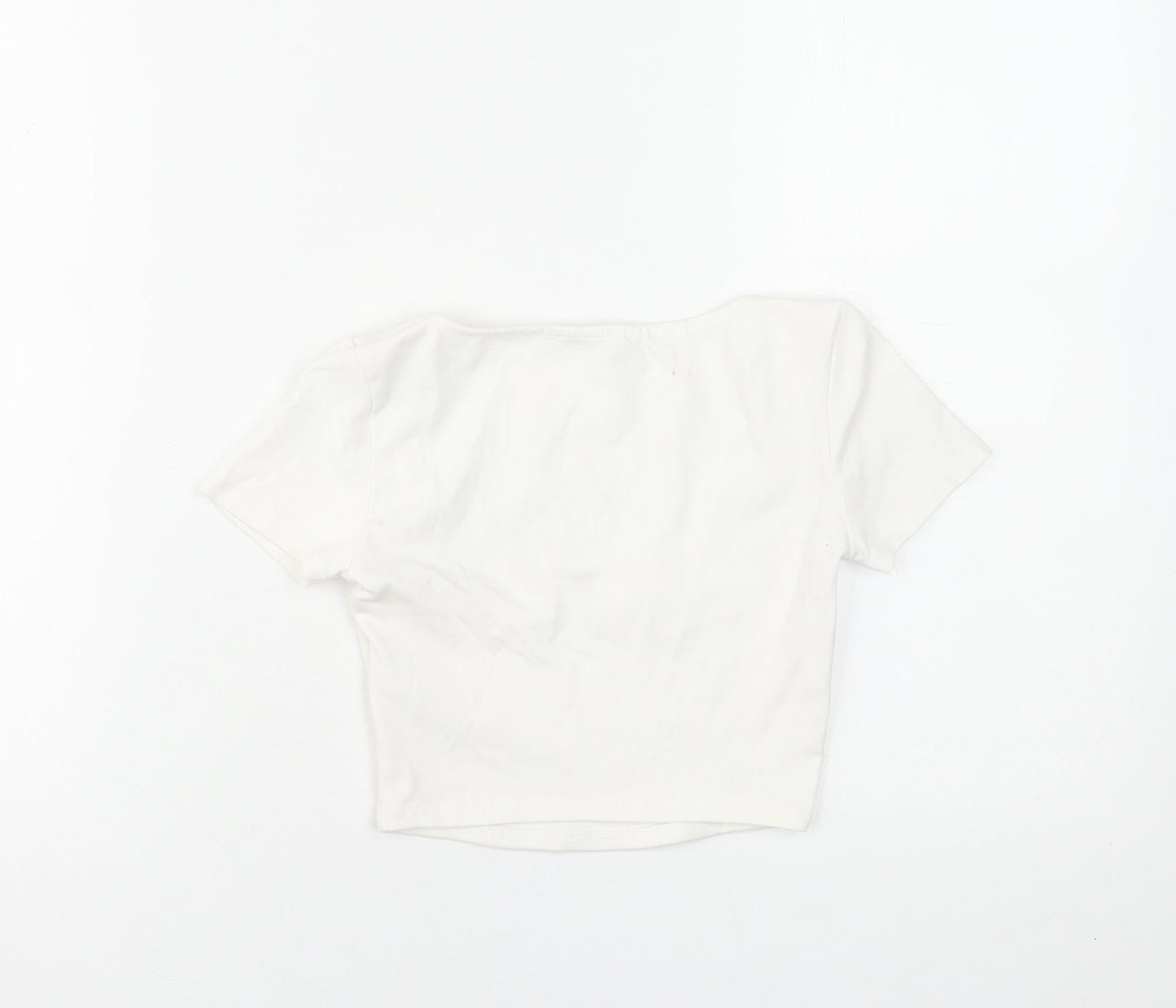 Womens UK Size S Zara White Cropped T-Shirt