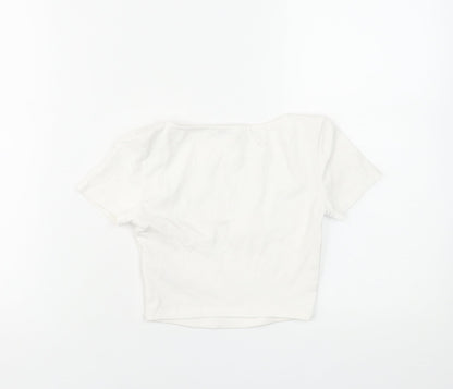 Womens UK Size S Zara White Cropped T-Shirt