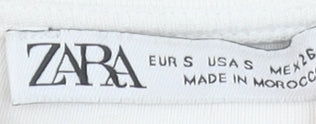 Womens UK Size S Zara White Cropped T-Shirt