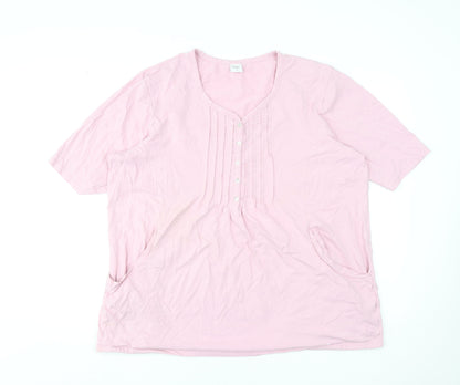 Cotton Traders Women Pink Orchid Size 26 Tunic Top Short Sleeve