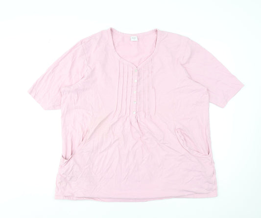 Cotton Traders Women Pink Orchid Size 26 Tunic Top Short Sleeve