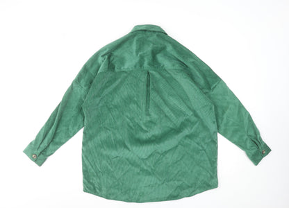 Womens UK Size XS Stradivarius Green Basic Button-Up