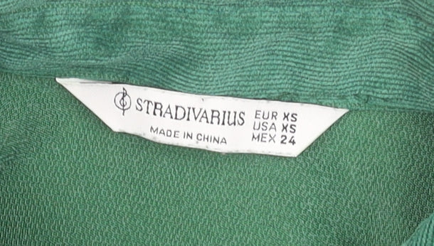 Womens UK Size XS Stradivarius Green Basic Button-Up