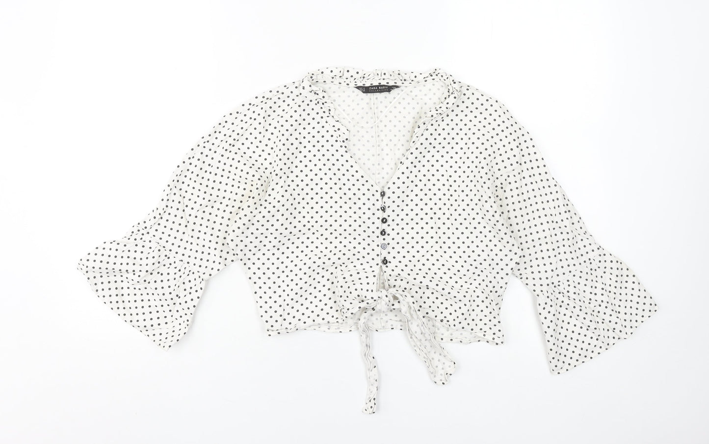 Womens UK Size S Zara White Cropped Blouse