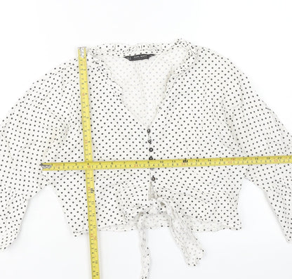 Womens UK Size S Zara White Cropped Blouse