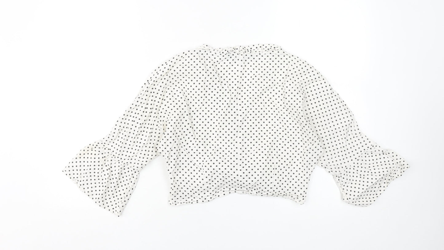 Womens UK Size S Zara White Cropped Blouse