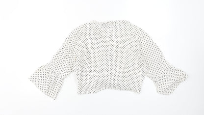 Womens UK Size S Zara White Cropped Blouse