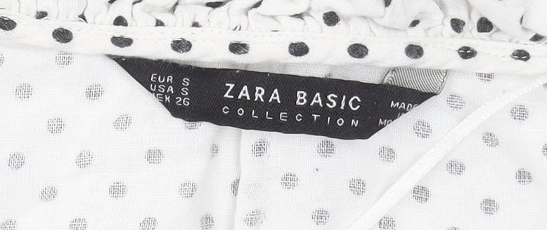 Womens UK Size S Zara White Cropped Blouse