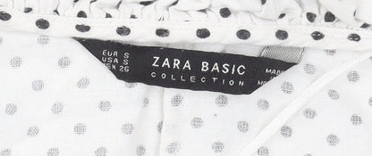 Womens UK Size S Zara White Cropped Blouse