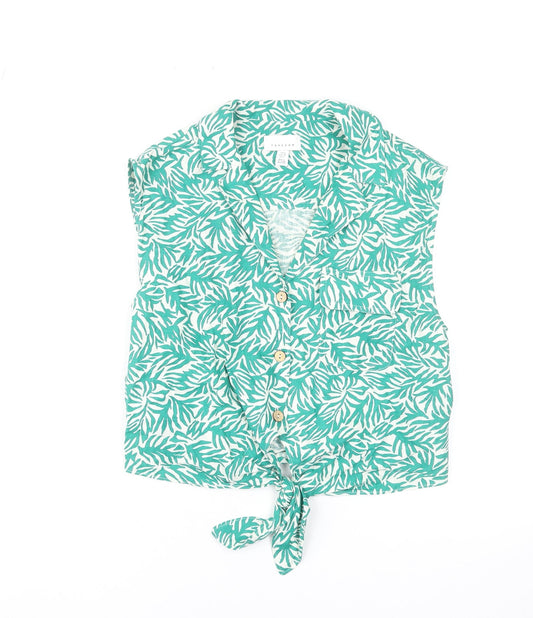 Womens UK Size 10 Topshop Green Cropped Blouse
