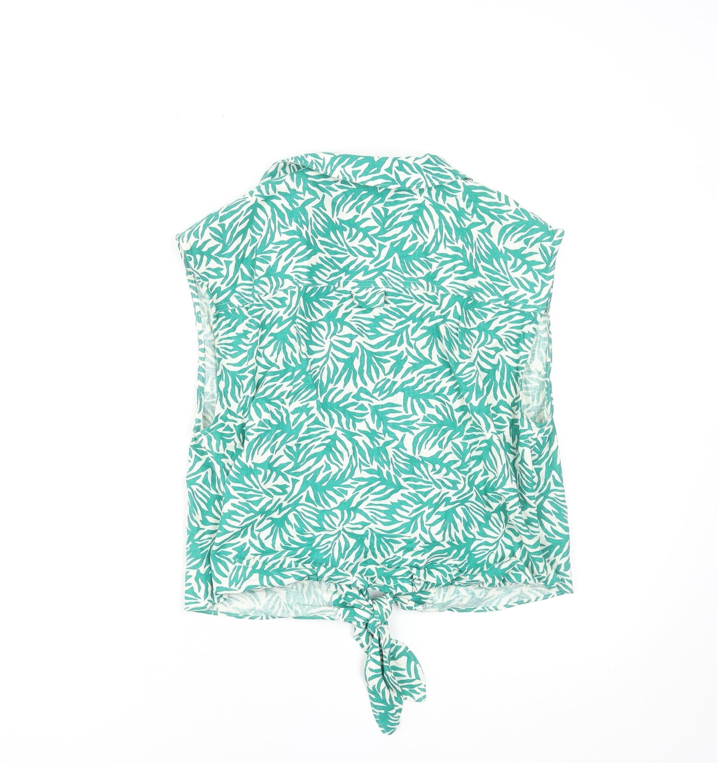 Womens UK Size 10 Topshop Green Cropped Blouse