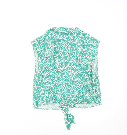 Womens UK Size 10 Topshop Green Cropped Blouse
