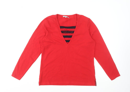Womens UK Size 12 Hajo Red Basic T-Shirt
