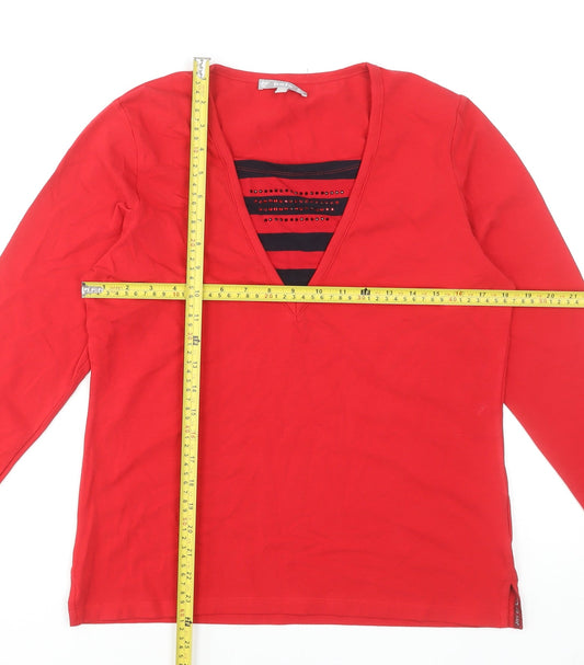 Womens UK Size 12 Hajo Red Basic T-Shirt