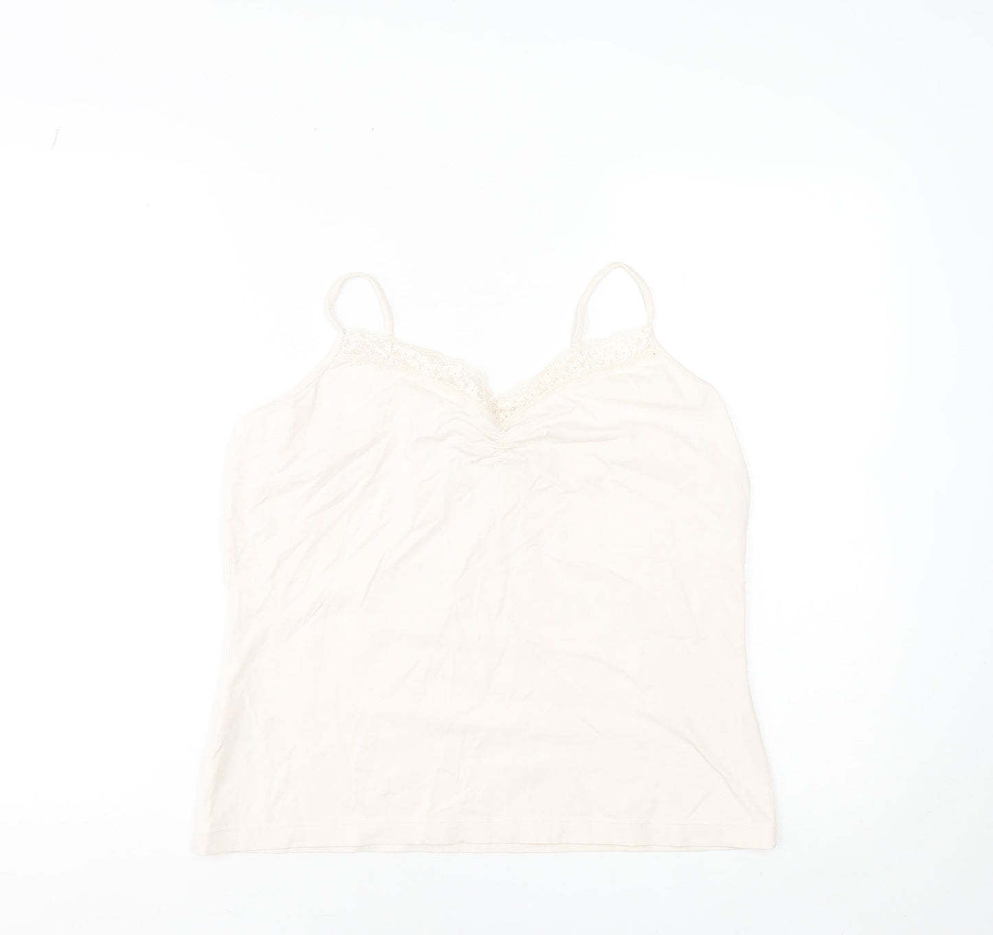 Laura Ashley Women’s Ivory Lace Trim Cotton Camisole Top UK 18