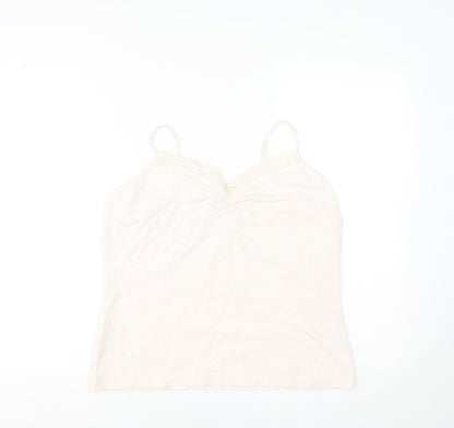 Laura Ashley Women’s Ivory Lace Trim Cotton Camisole Top UK 18