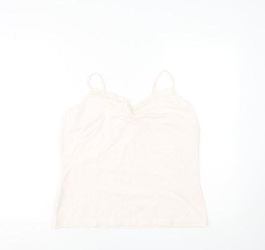 Laura Ashley Women’s Ivory Lace Trim Cotton Camisole Top UK 18