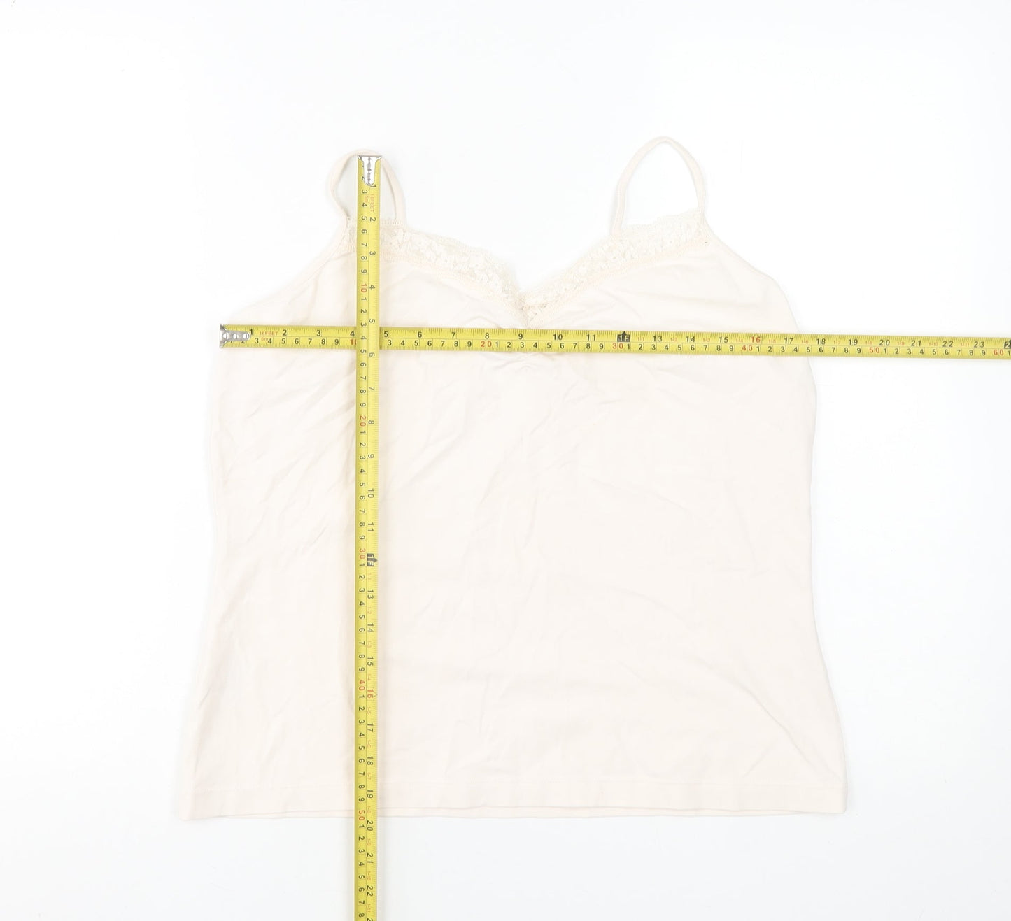 Laura Ashley Women’s Ivory Lace Trim Cotton Camisole Top UK 18