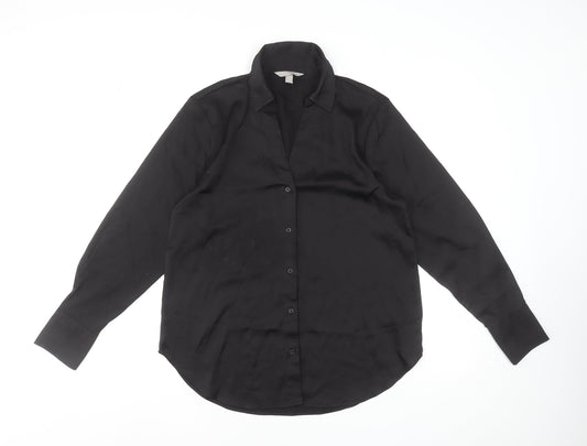 Womens UK Size S H&M Black Basic Button-Up