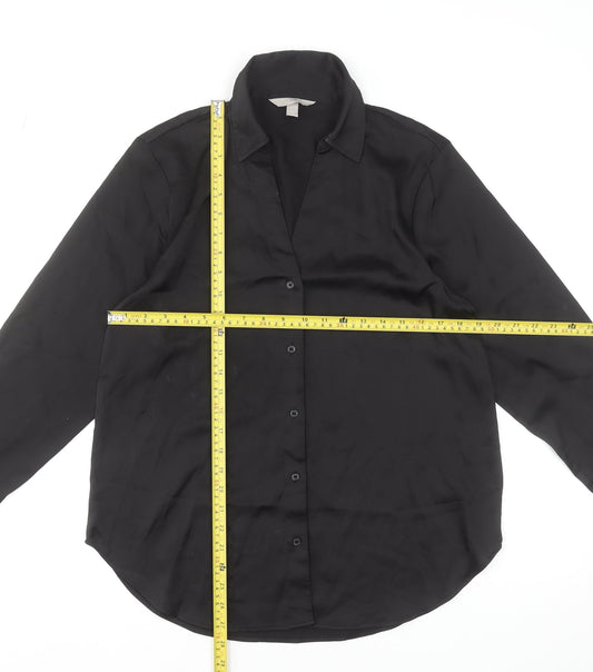 Womens UK Size S H&M Black Basic Button-Up