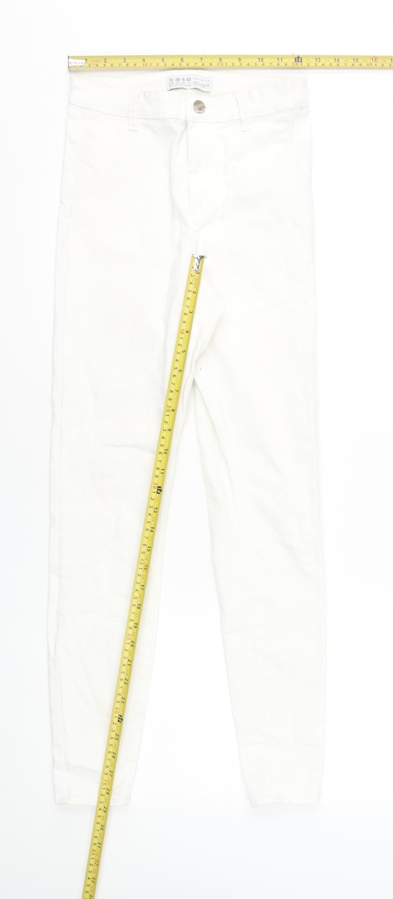 Primark Women White Skinny Jeans Size 10 Cotton Blend Stretch