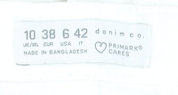 Primark Women White Skinny Jeans Size 10 Cotton Blend Stretch