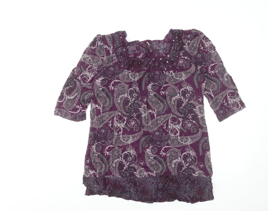 Womens UK Size 14 NEXT Purple Tunic Blouse
