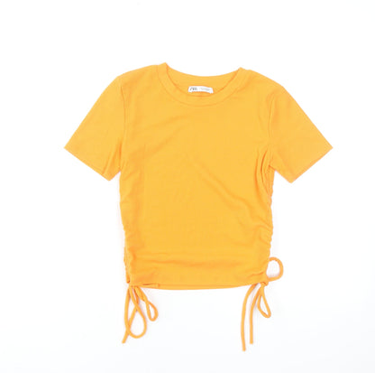 Womens UK Size S Zara Orange Cropped T-Shirt