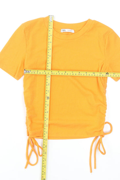 Womens UK Size S Zara Orange Cropped T-Shirt
