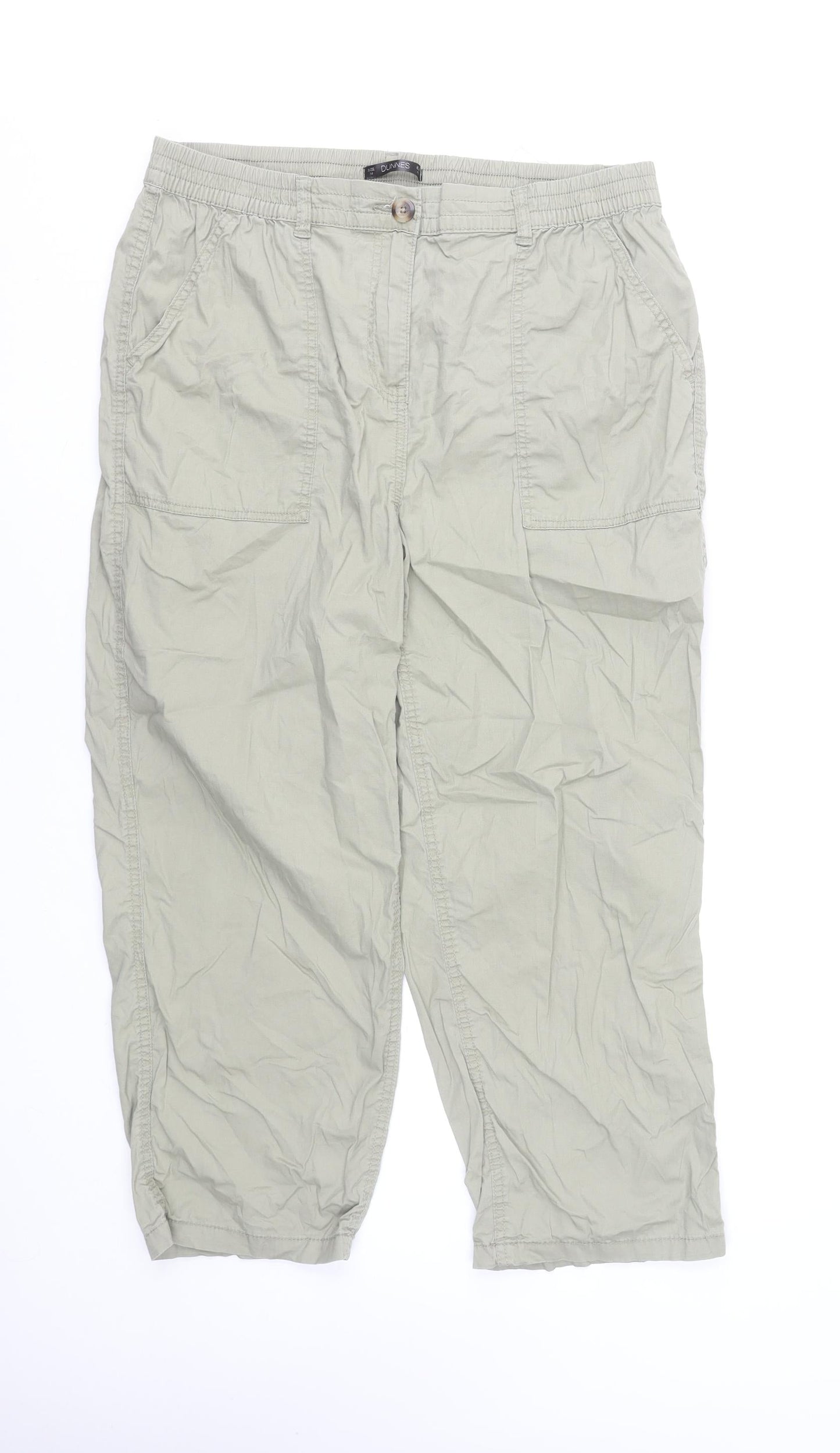 Dunnes Stores Women’s Beige Cotton Capri Trousers Size 14