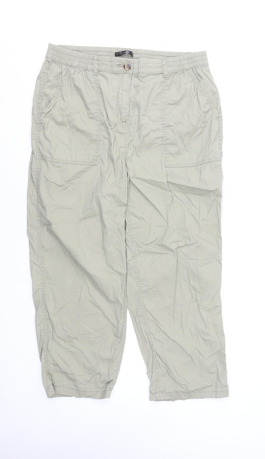 Dunnes Stores Women’s Beige Cotton Capri Trousers Size 14