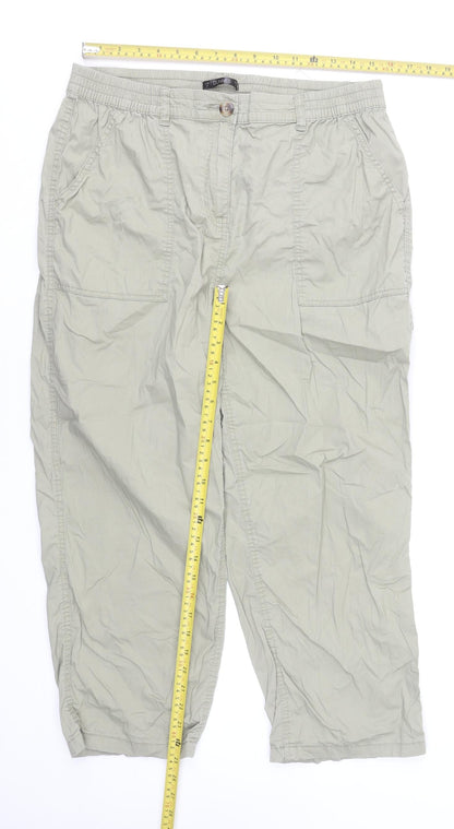 Dunnes Stores Women’s Beige Cotton Capri Trousers Size 14