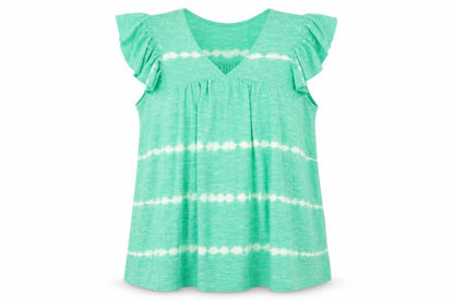 Next Women Green Sleeveless Tunic Blouse 2XL Ruffle V-Neck Summer Top