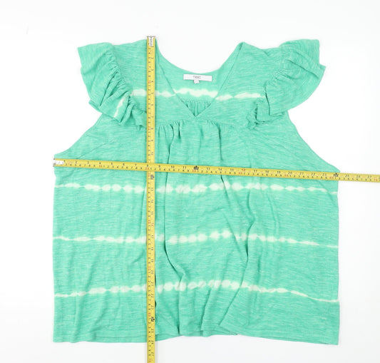 Next Women Green Sleeveless Tunic Blouse 2XL Ruffle V-Neck Summer Top