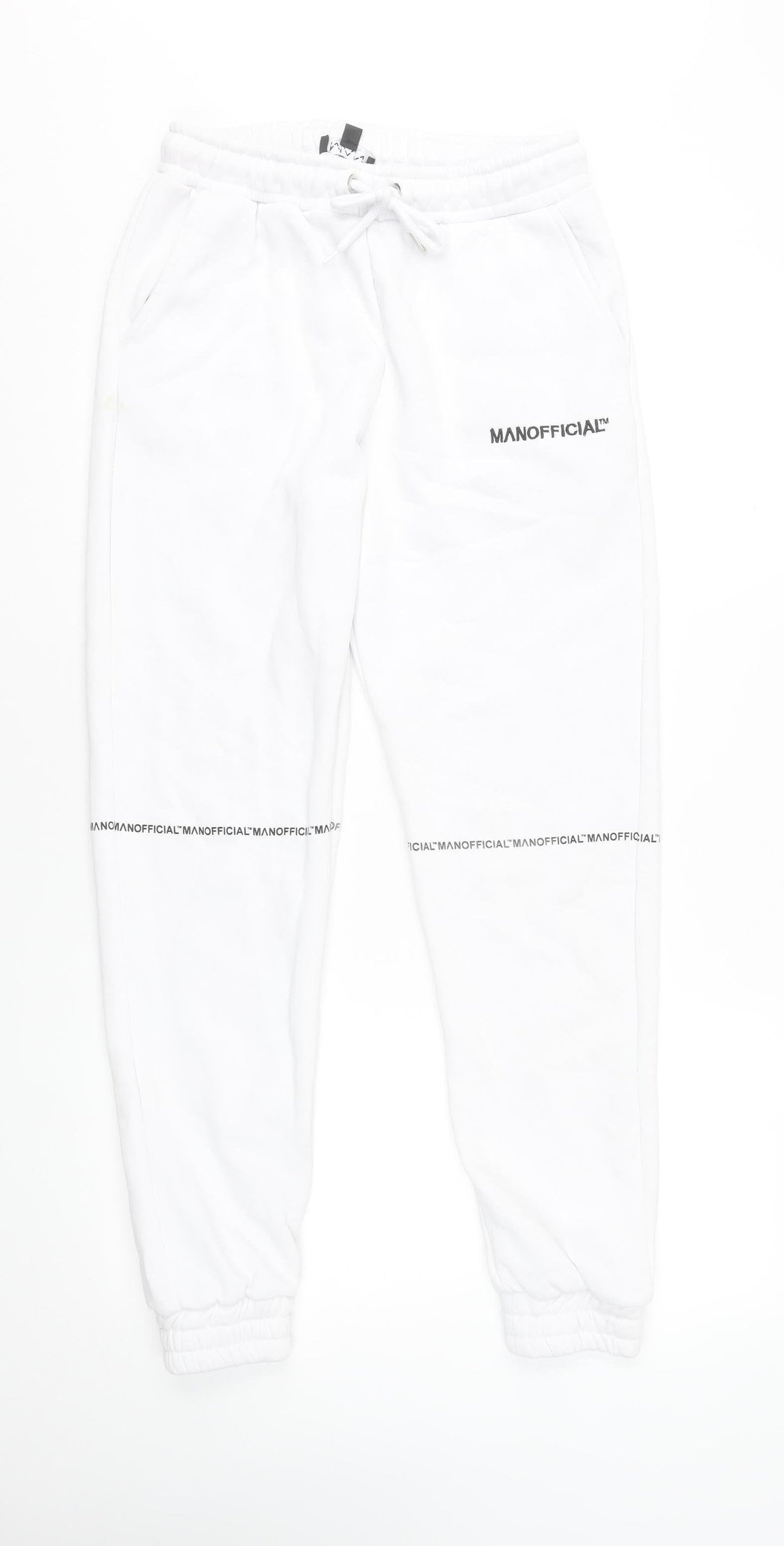 boohooMAN Men’s White Joggers Sweatpants Small Regular Fit