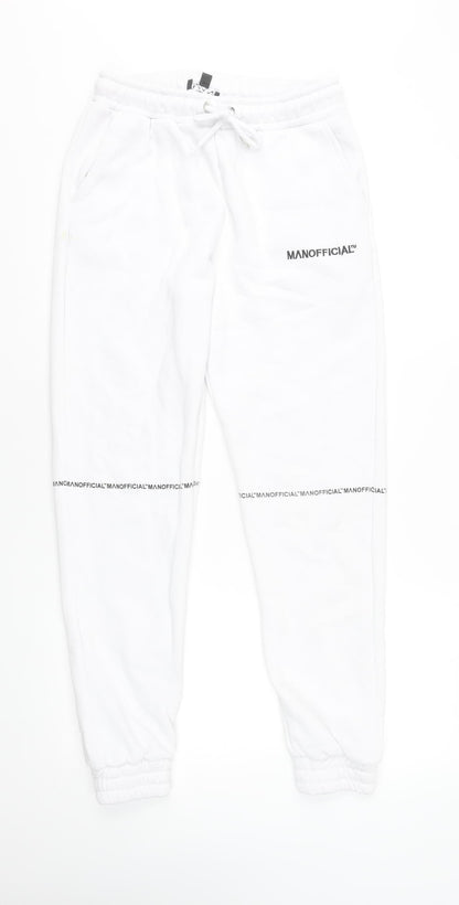 boohooMAN Men’s White Joggers Sweatpants Small Regular Fit