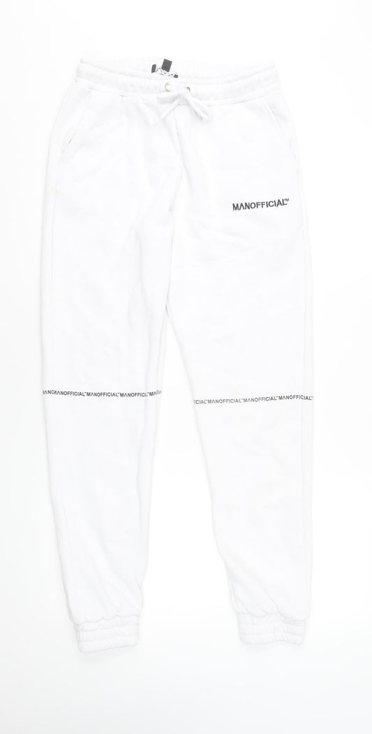 boohooMAN Men’s White Joggers Sweatpants Small Regular Fit