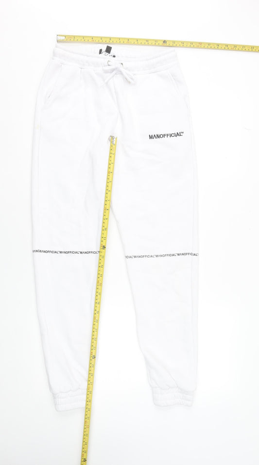 boohooMAN Men’s White Joggers Sweatpants Small Regular Fit