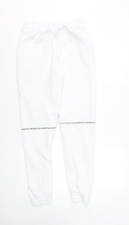 boohooMAN Men’s White Joggers Sweatpants Small Regular Fit