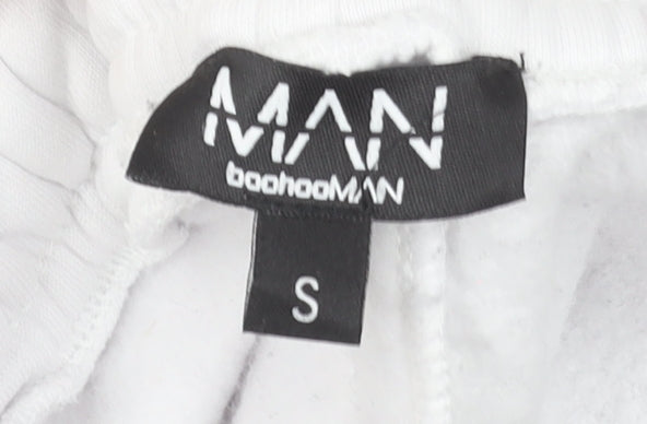 boohooMAN Men’s White Joggers Sweatpants Small Regular Fit