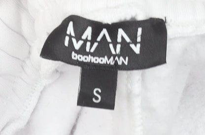 boohooMAN Men’s White Joggers Sweatpants Small Regular Fit