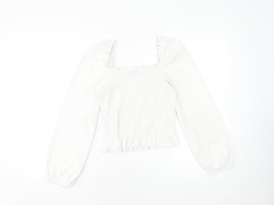 Womens UK Size 10 New Look White Tunic Blouse