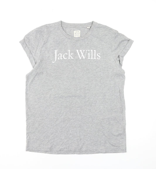 Jack Wills Womens Grey Basic Crew Neck Short Sleeve T-Shirt Size 8