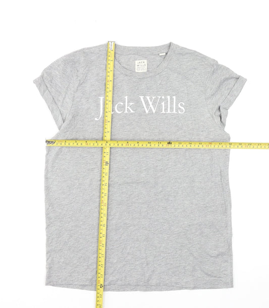 Jack Wills Womens Grey Basic Crew Neck Short Sleeve T-Shirt Size 8