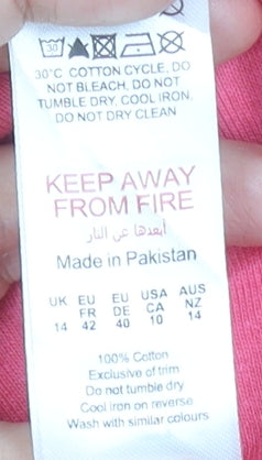 Boohoo Womens Pink Cotton Basic T-Shirt UK 14 Short Sleeve Casual Top