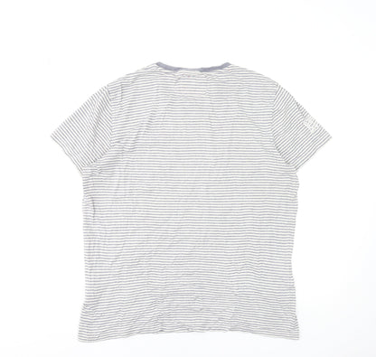 Superdry Men's Grey Striped Cotton Crew Neck T-Shirt XL