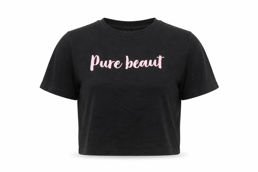 Womens UK Size XS Born & Bred Black Cropped T-Shirt