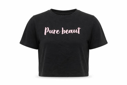 Womens UK Size XS Born & Bred Black Cropped T-Shirt