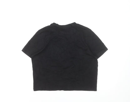 Womens UK Size XS Born & Bred Black Cropped T-Shirt